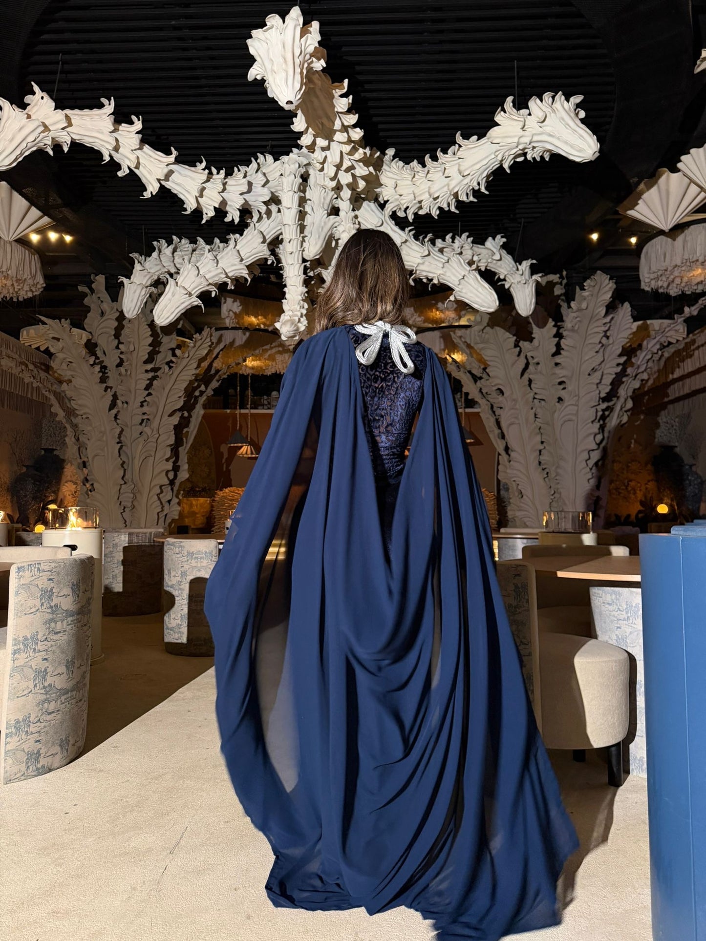 Tiger Moroco velvet - navy blue