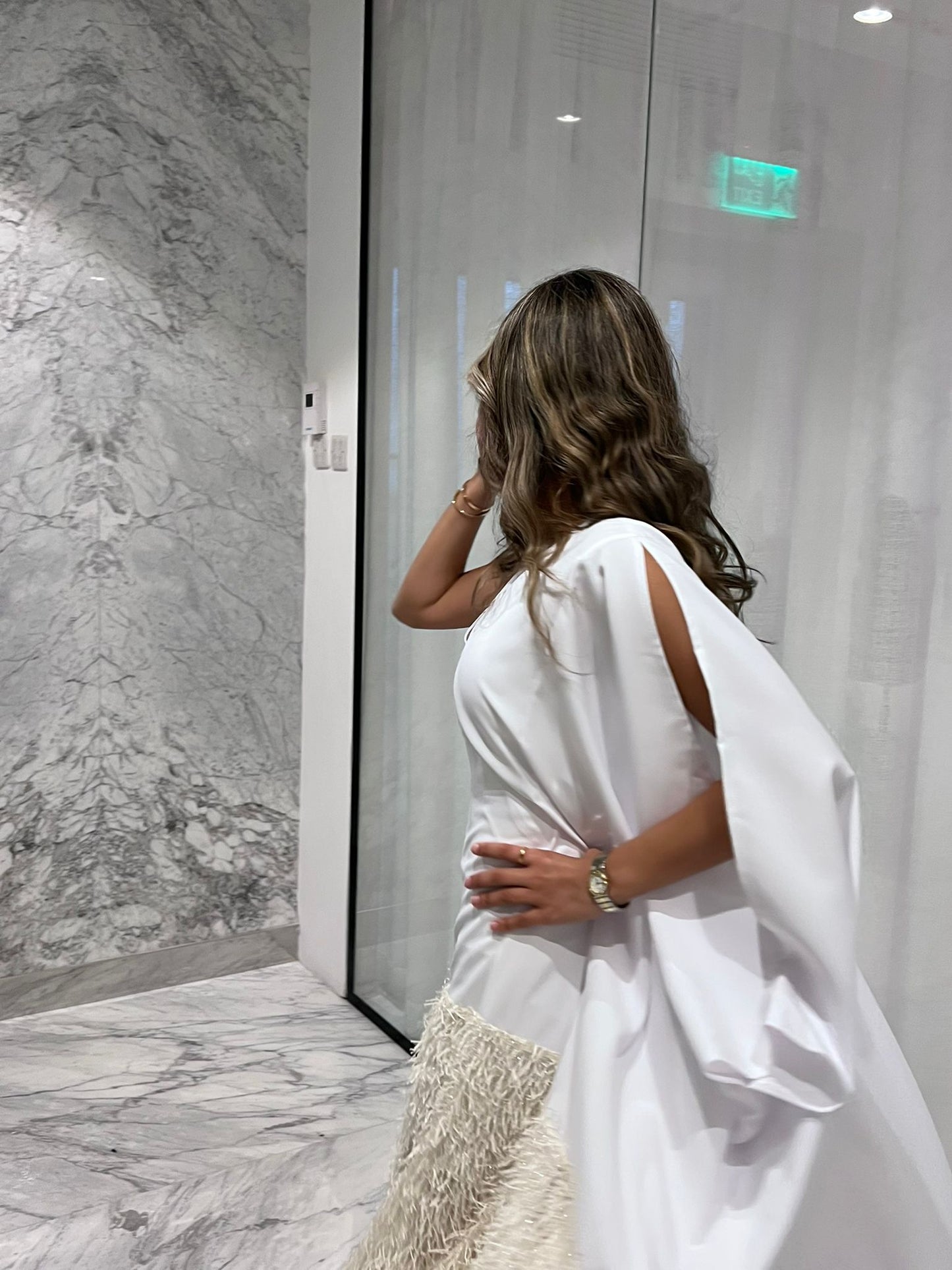 Swarovski lines dress (White)