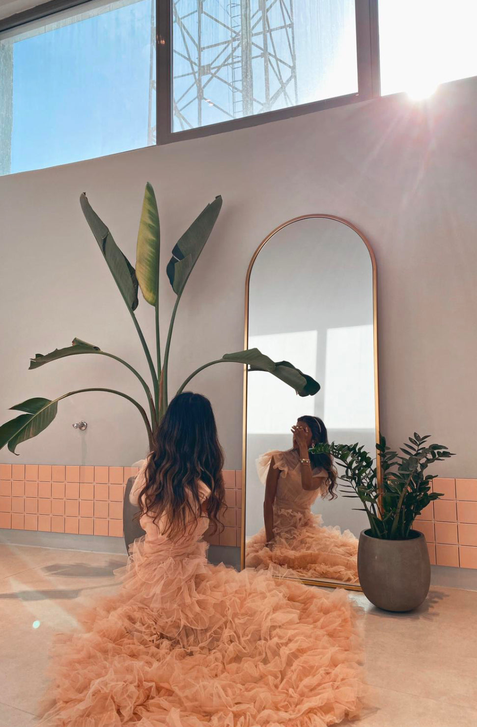 Ruffle dress - Nude