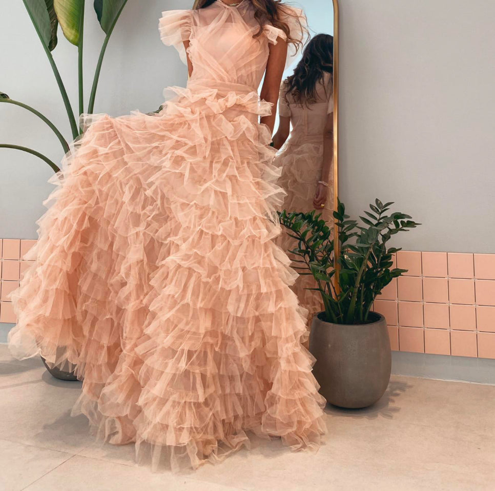 Ruffle dress - Nude