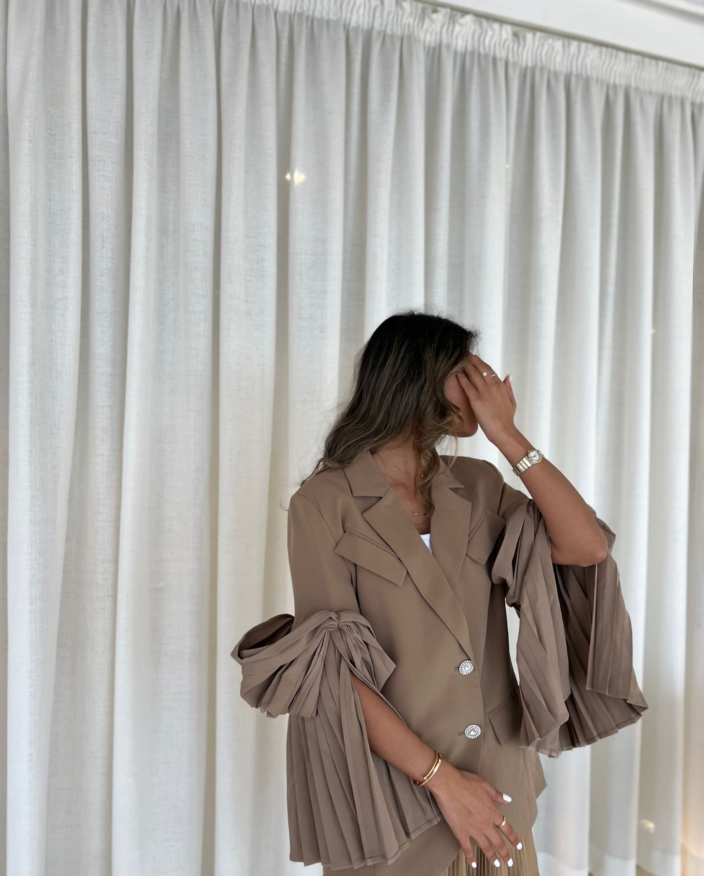 Nude blazer crystal