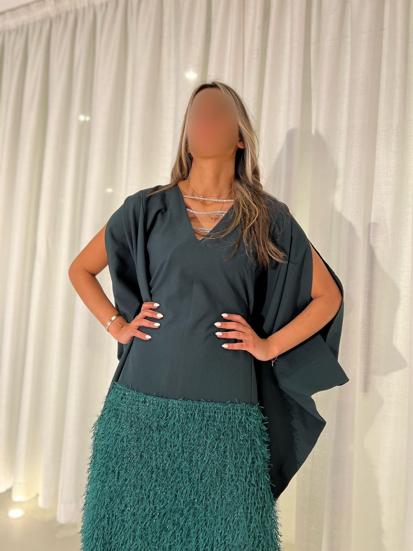 Swarovski lines dress (Royal green)
