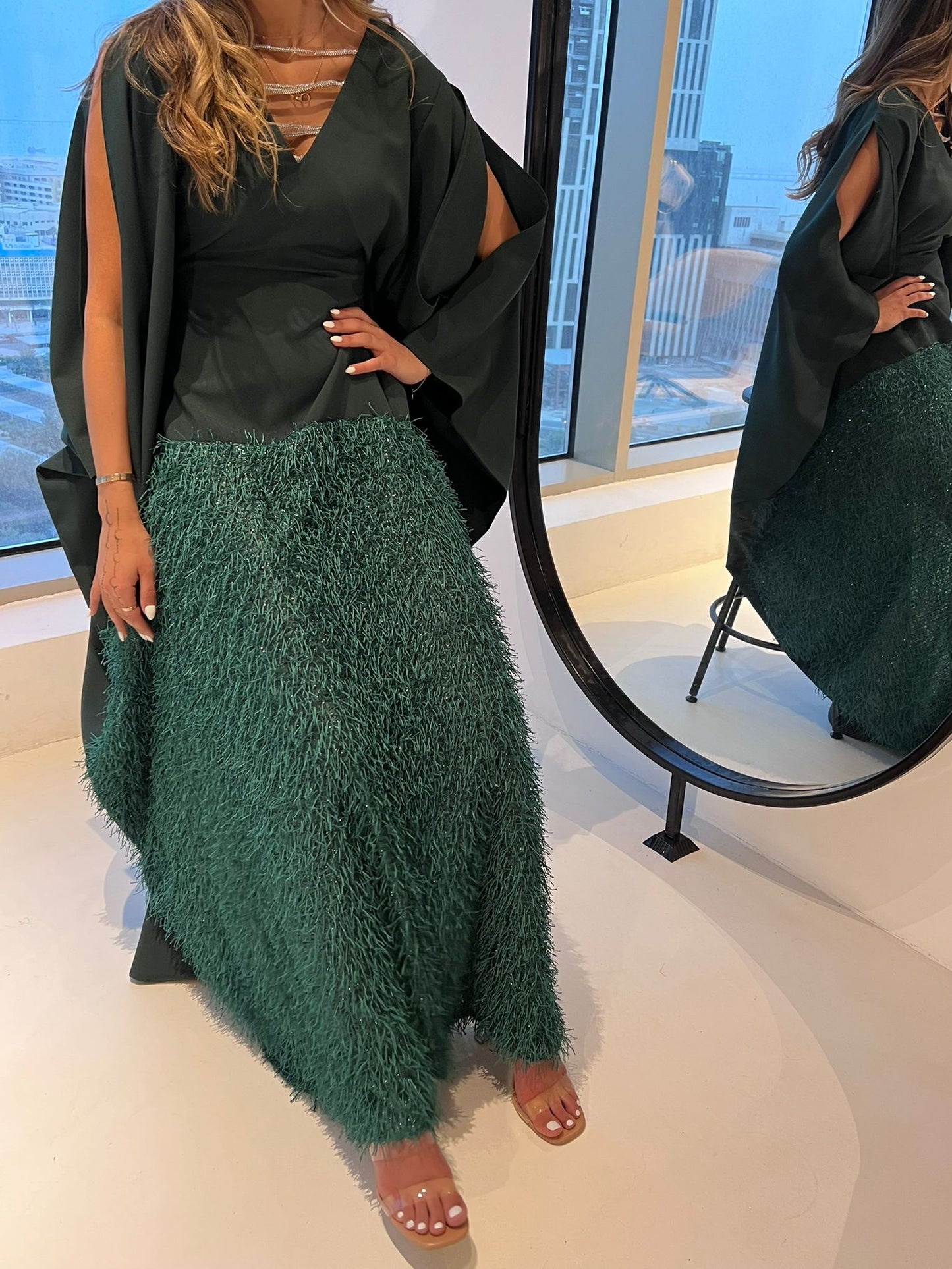 Swarovski lines dress (Royal green)