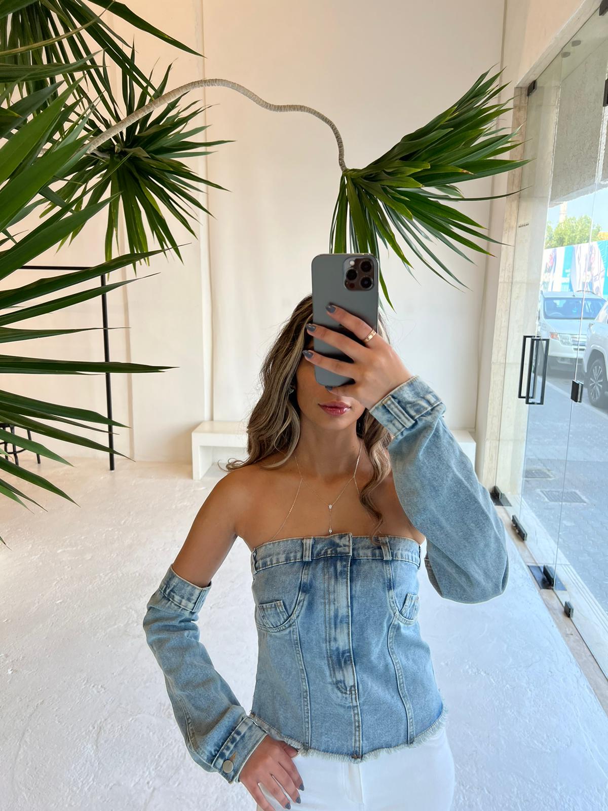 Denim Top X Sleeve