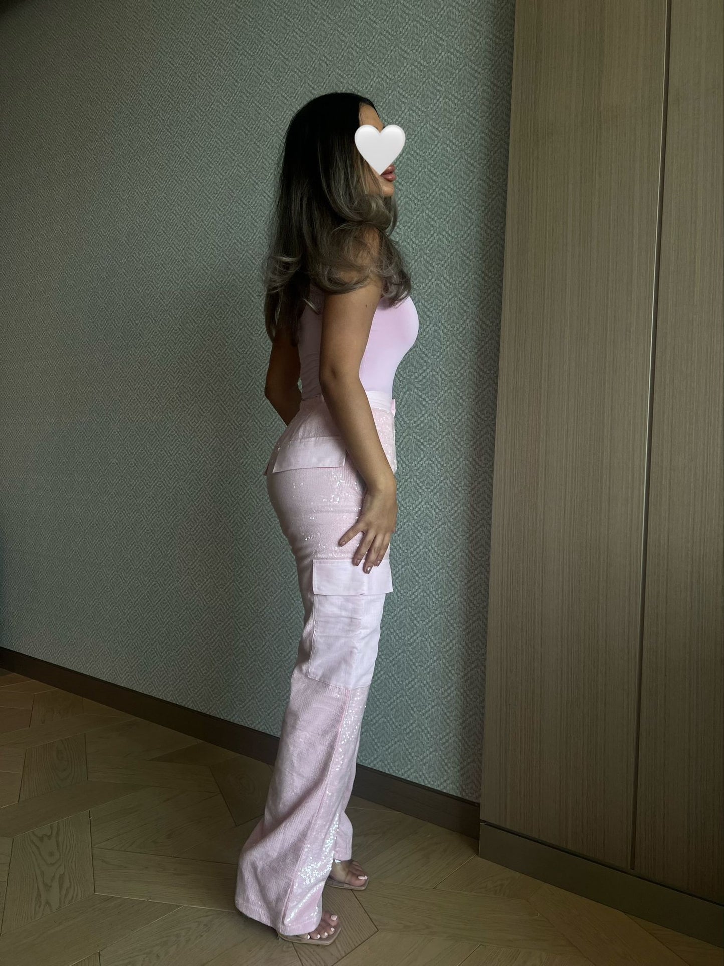 Sequins linen (pink)