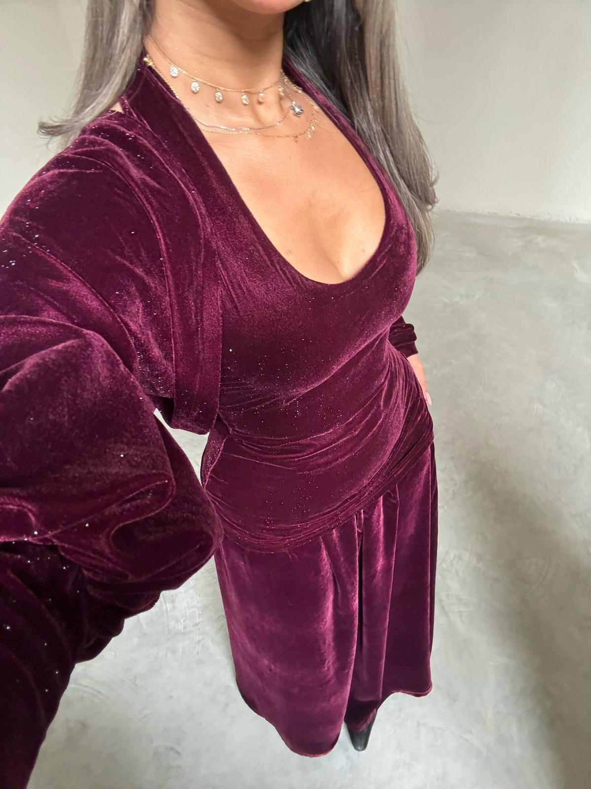 Glitterd kaftan - Deep burgundy