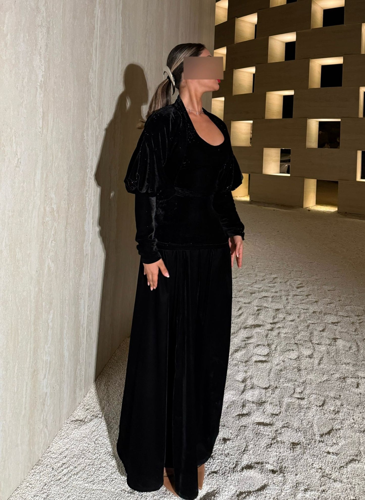 Glittered kaftan - black