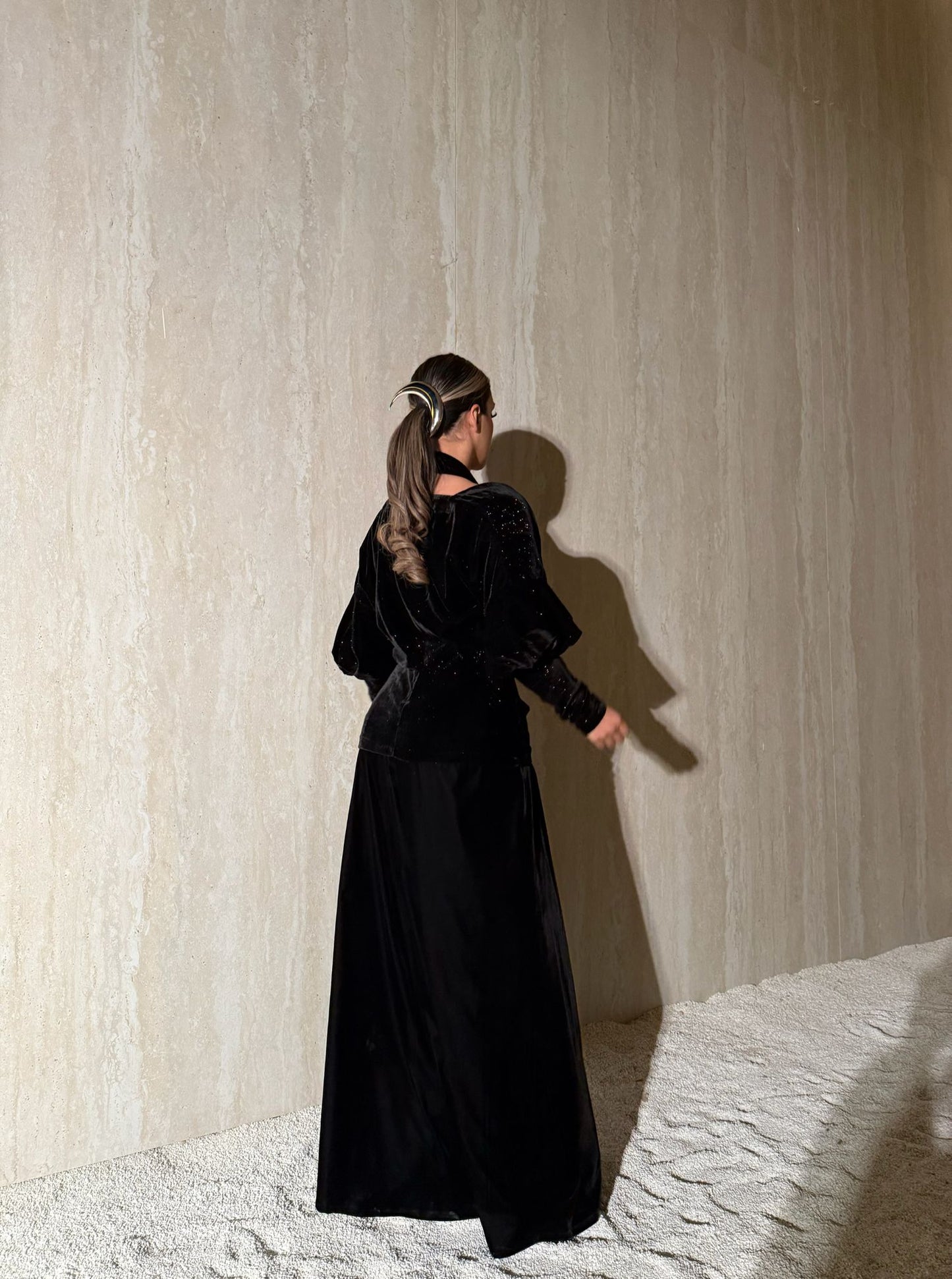 Glittered kaftan - black