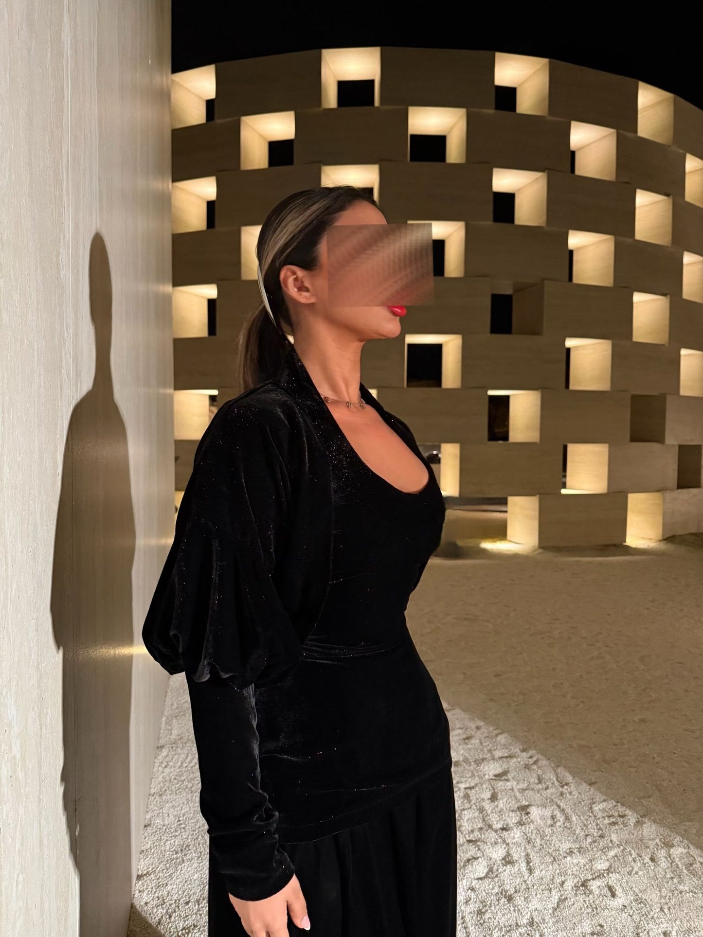 Glittered kaftan - black