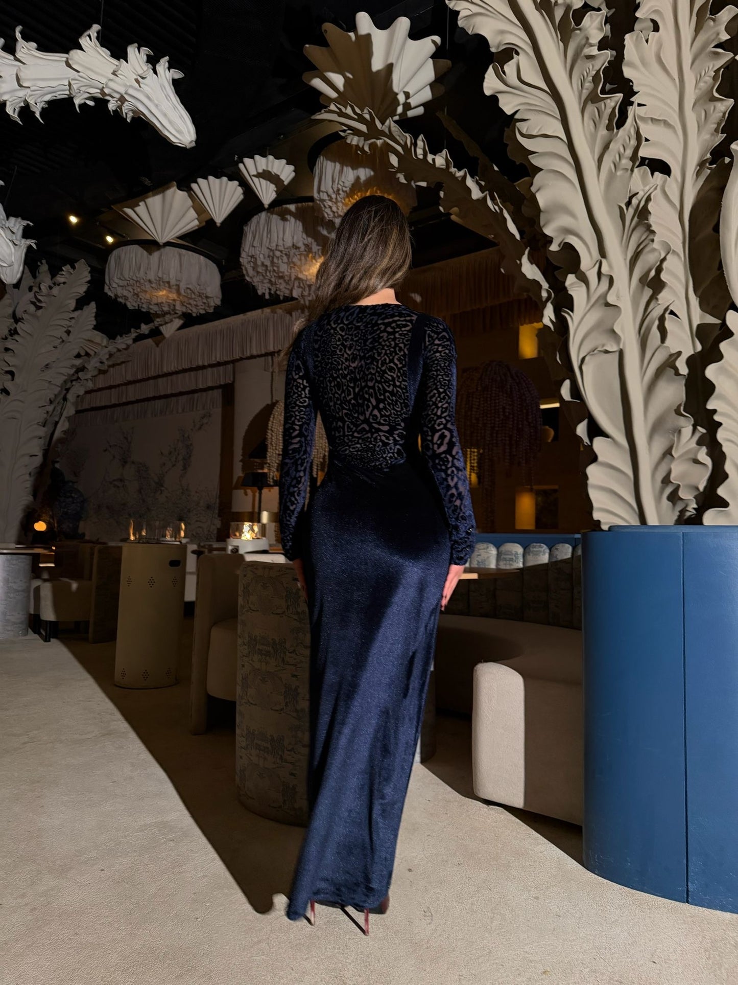 Tiger Moroco velvet - navy blue