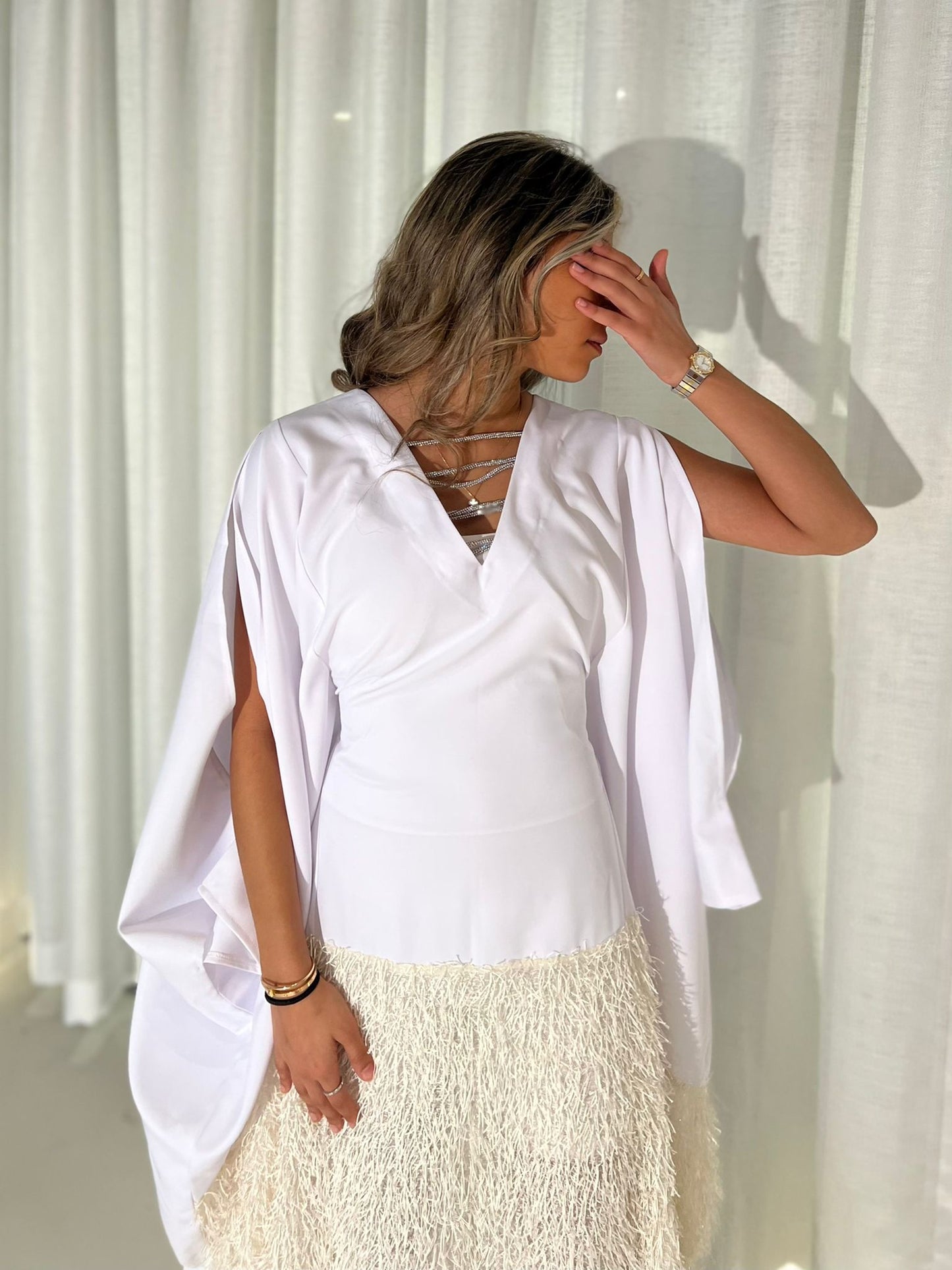 Swarovski lines dress (White)