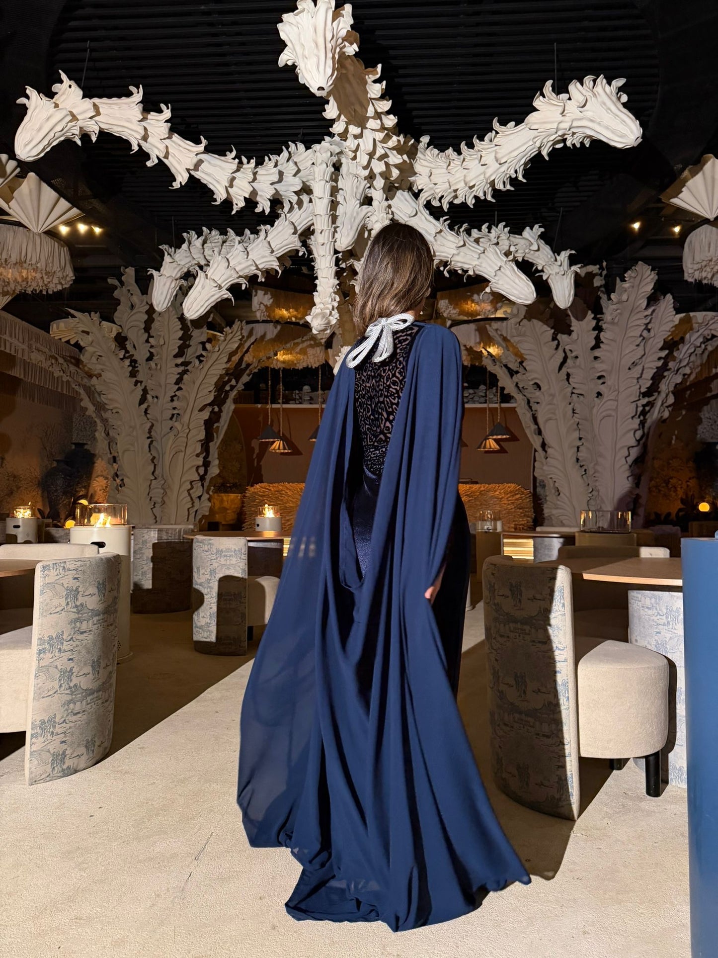 Tiger Moroco velvet - navy blue