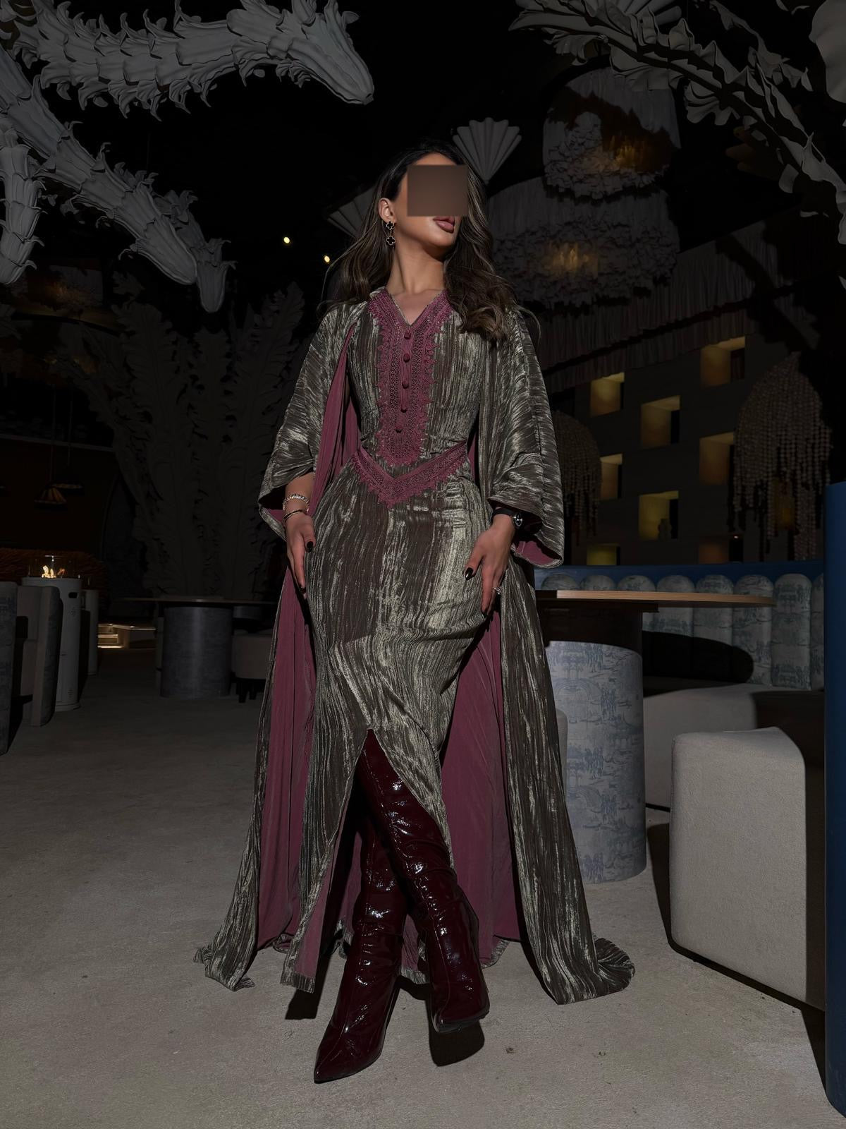 Olive fuchsia kaftan