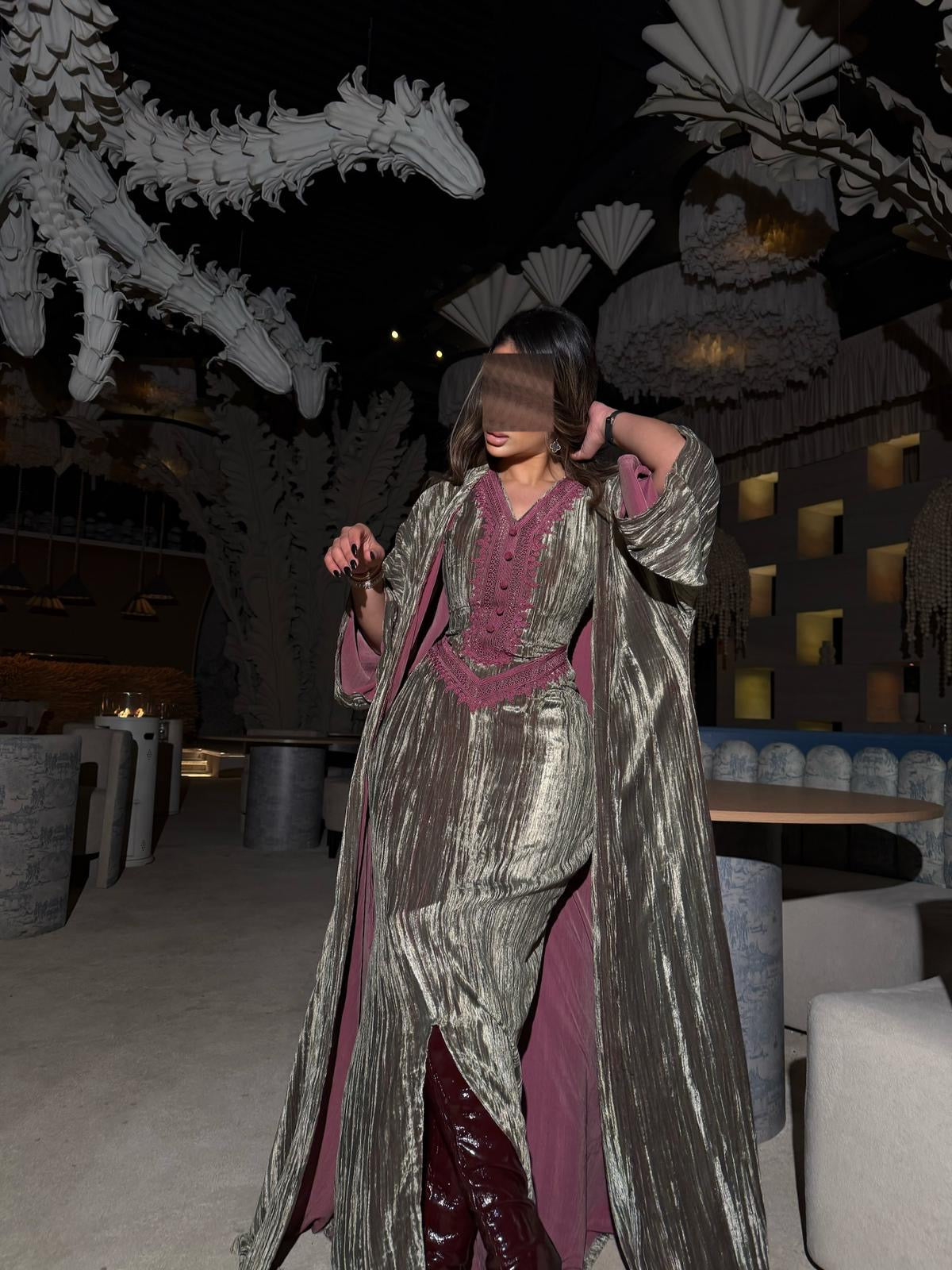 Olive fuchsia kaftan