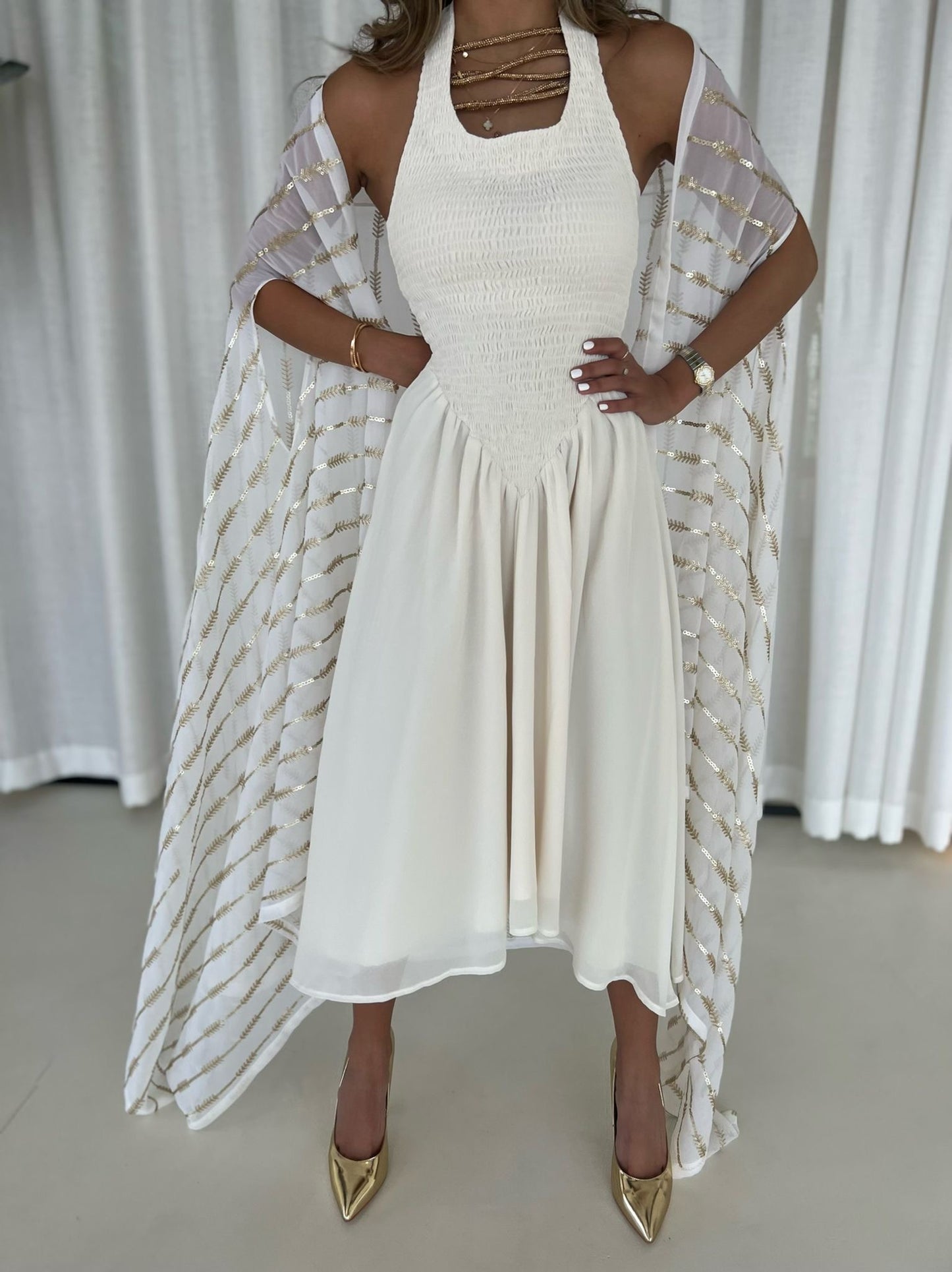 Off white golden kaftan