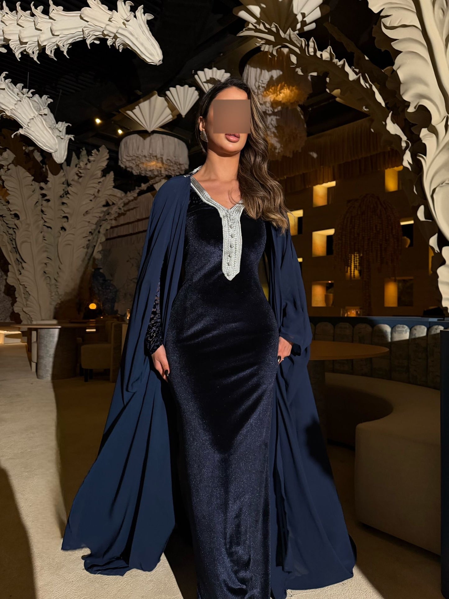 Tiger Moroco velvet - navy blue