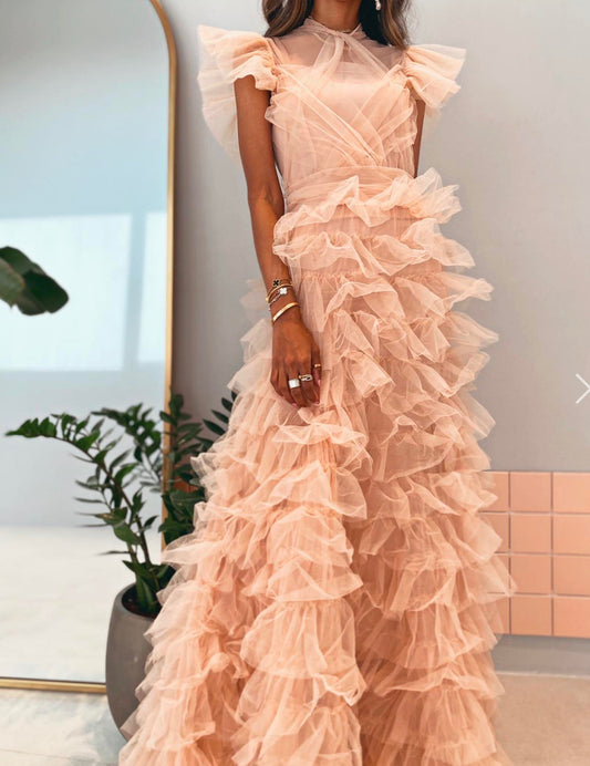 Ruffle dress - Nude