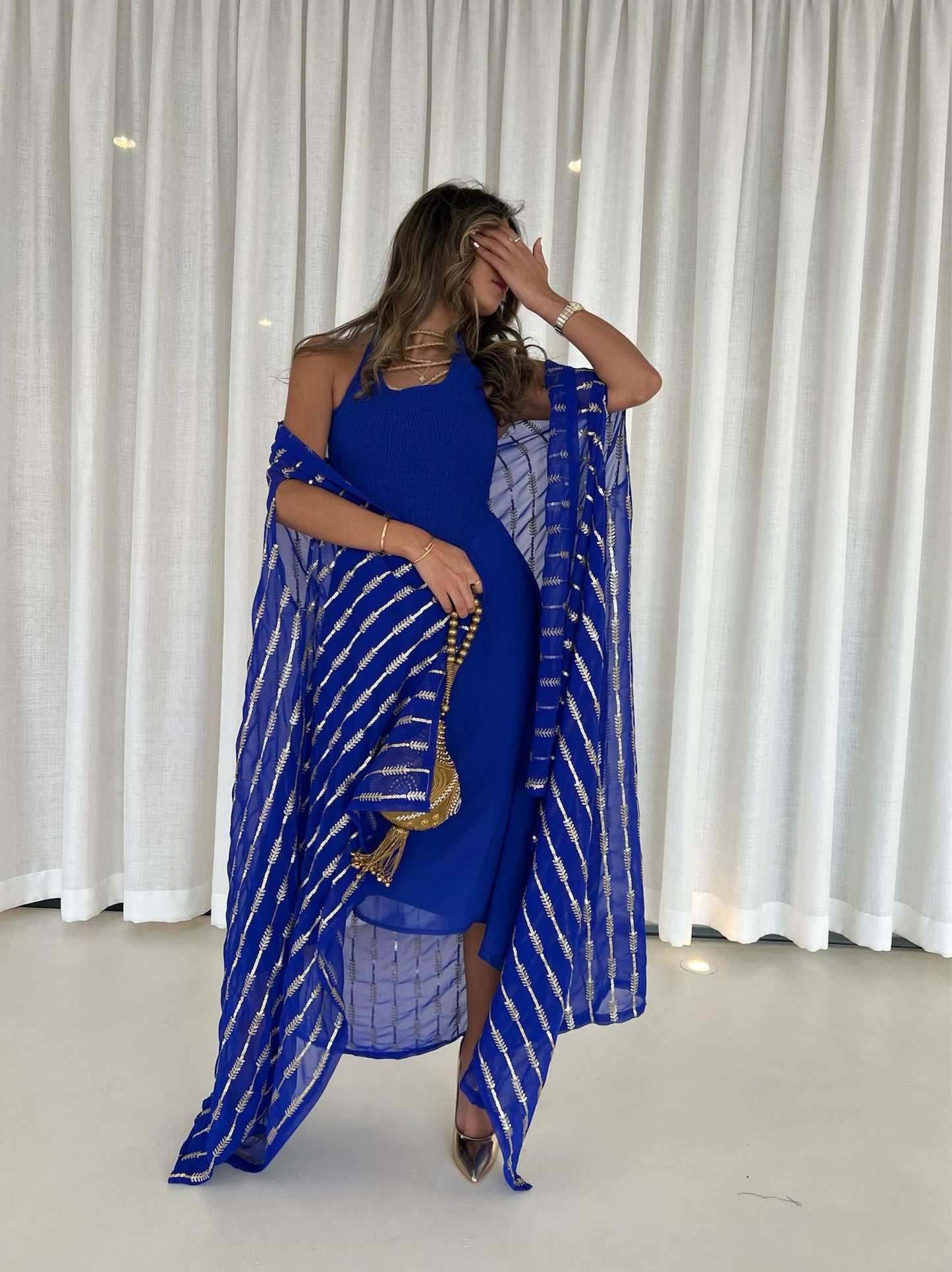 Royal blue golden kaftan