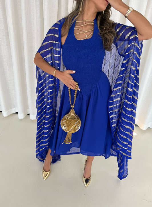 Royal blue golden kaftan