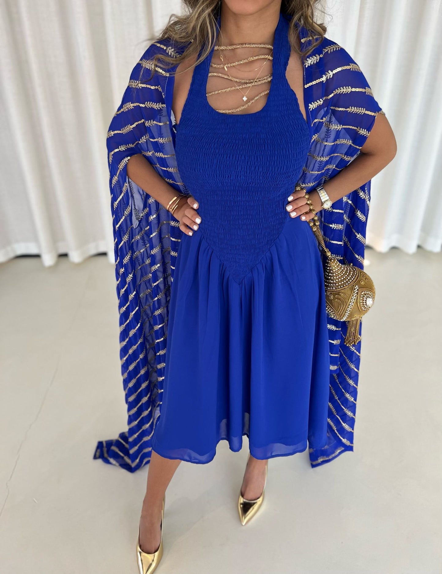 Royal blue golden kaftan