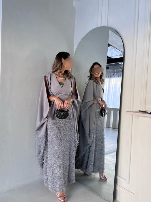 Swarovski lines dress (gray)
