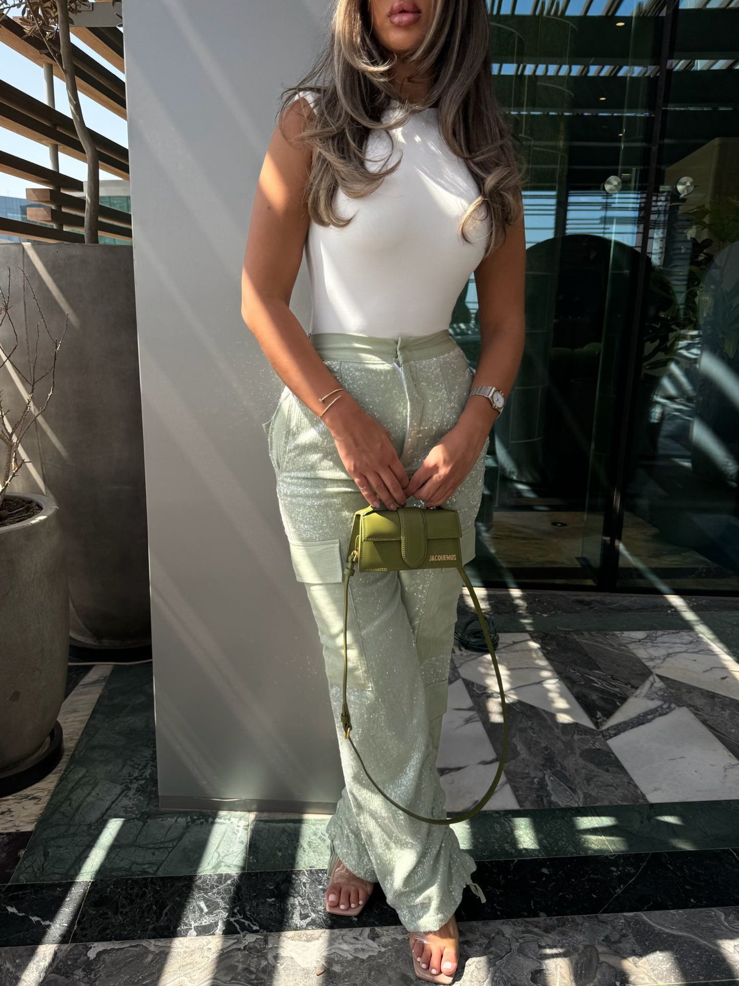 Sequins linen - Pistachio