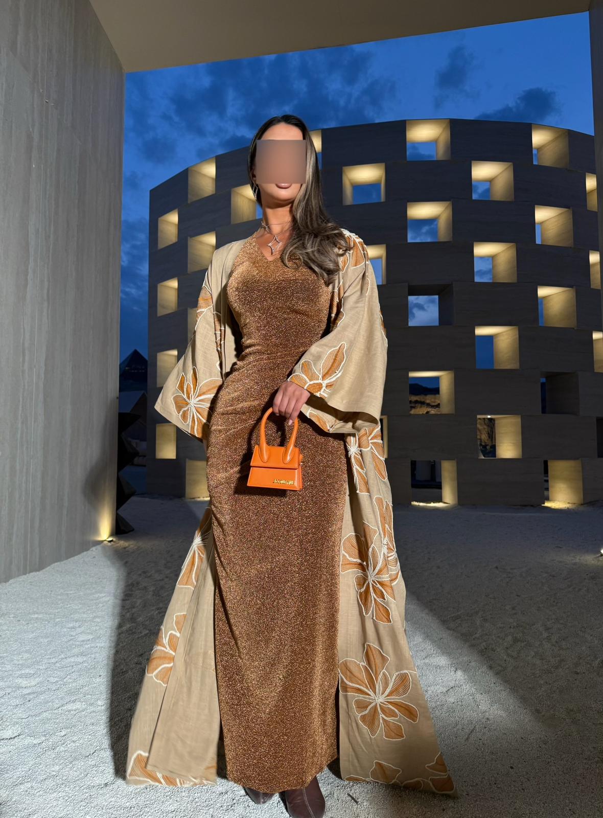 Orange shiny - linen