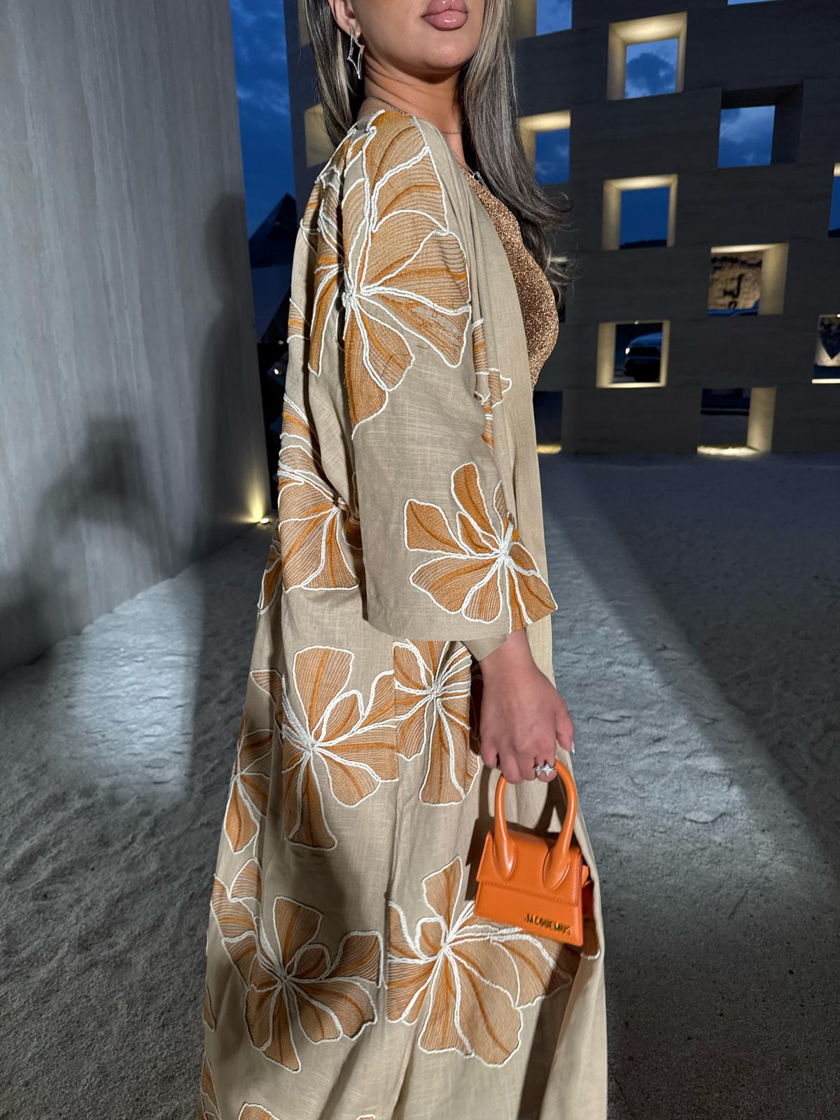 Orange shiny - linen