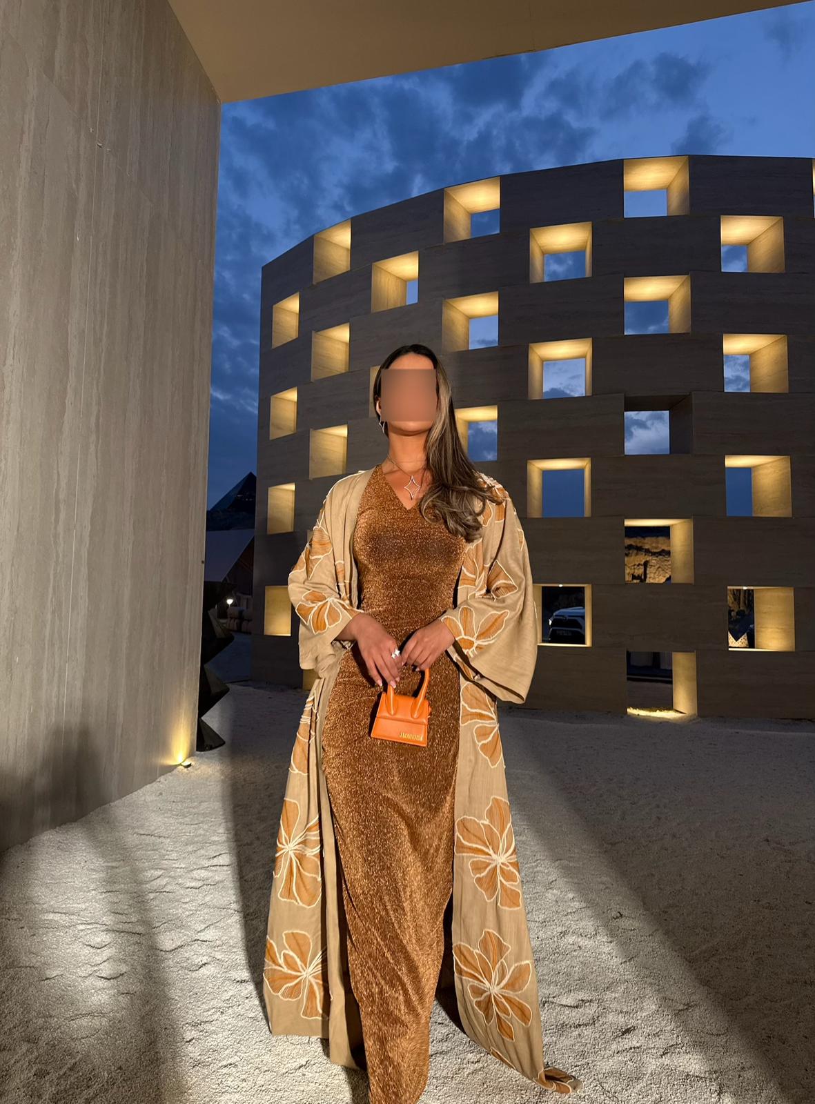 Orange shiny - linen