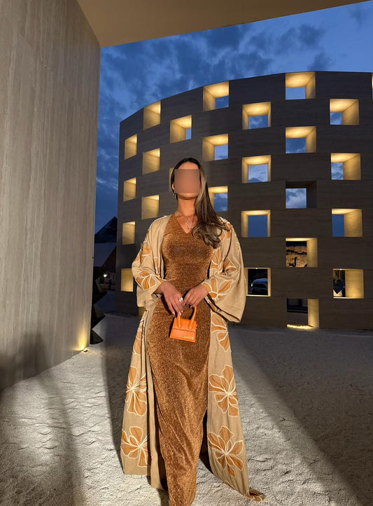 Orange shiny - linen
