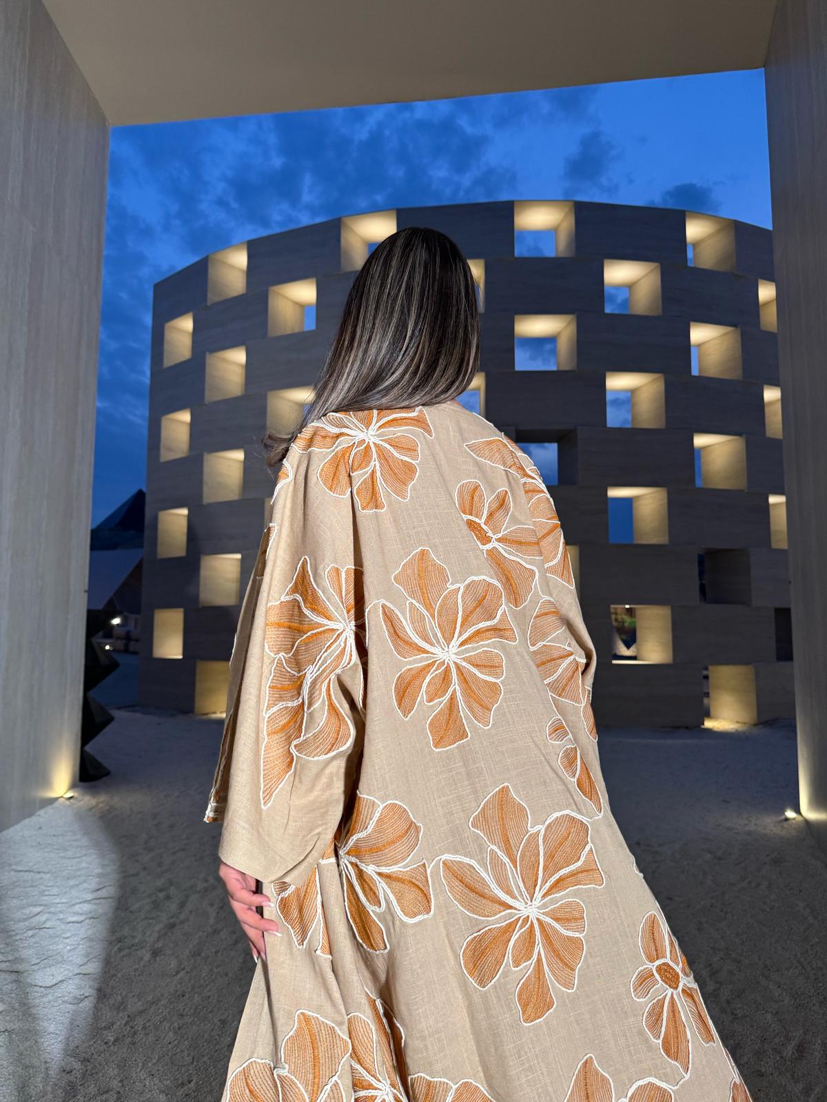 Orange shiny - linen